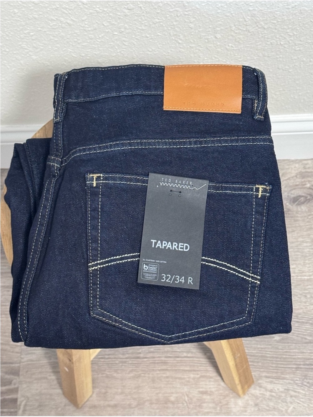 Ted Baker Dyllon Designer Tapered Stretch Jeans Dark Blue Size 34R New